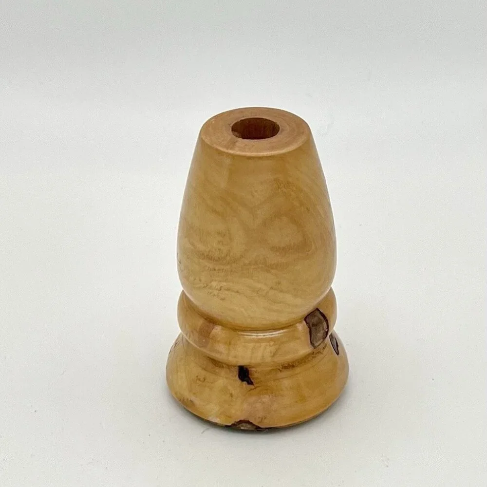 Handmade 3” Turned Wood MCM Bud Vase/ Small Candle Holder Rustic Natural Decor